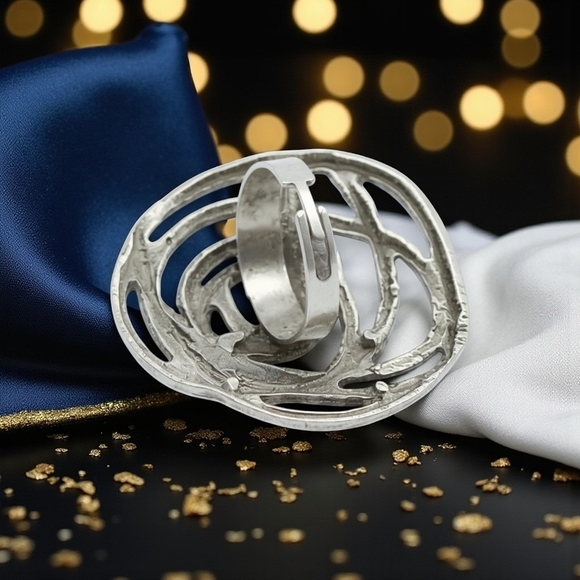 🆕️ Turkish Zamak Boho Chic Handmade Adjustable Ring 🌿 Trendy Statement Jewelry - Picture 3 of 16